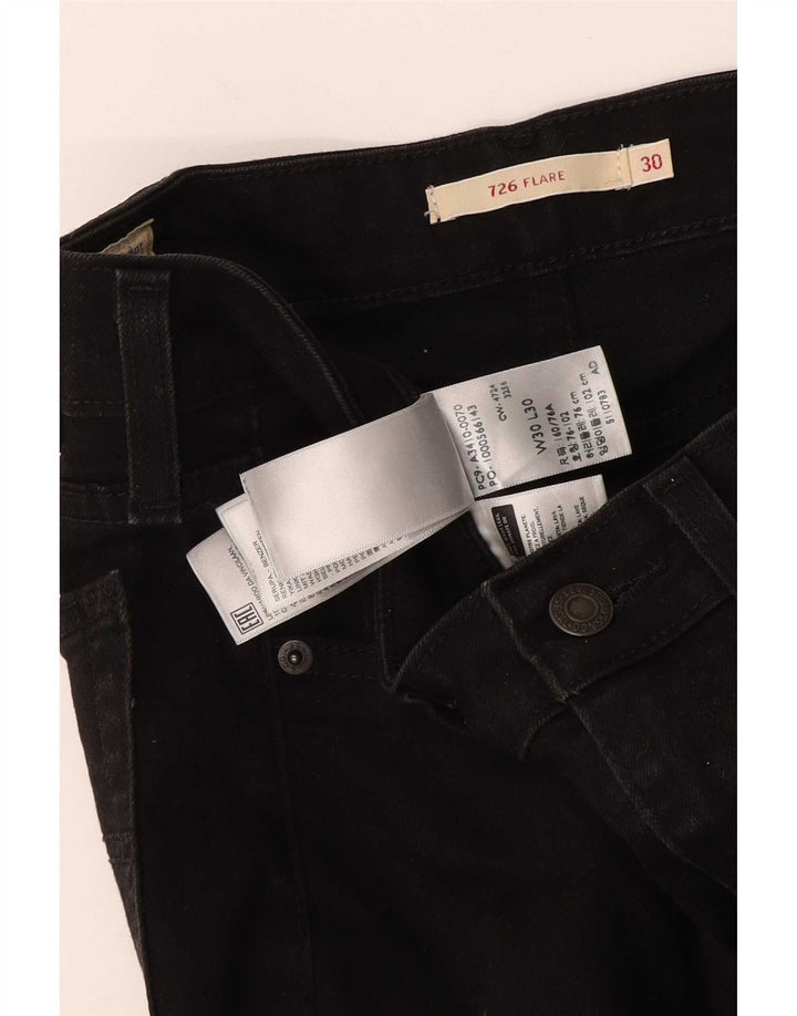 Levi's Womens 726 High Waist Flared Jeans W30 L30 Black Cotton