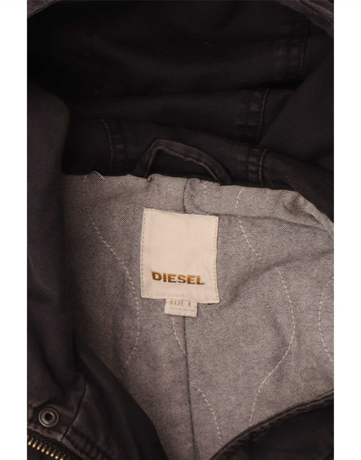 Diesel Mens Hooded Parka Jacket UK 40 Large Black