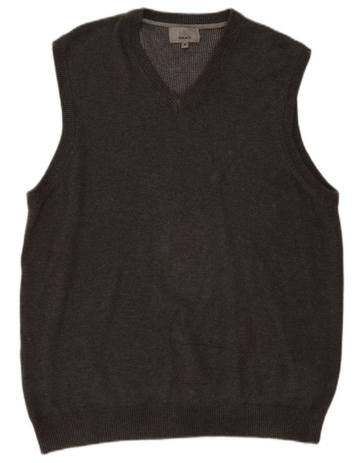 Marks & Spencer Mens Regular Fit Vest Tank Top Medium Grey Cotton