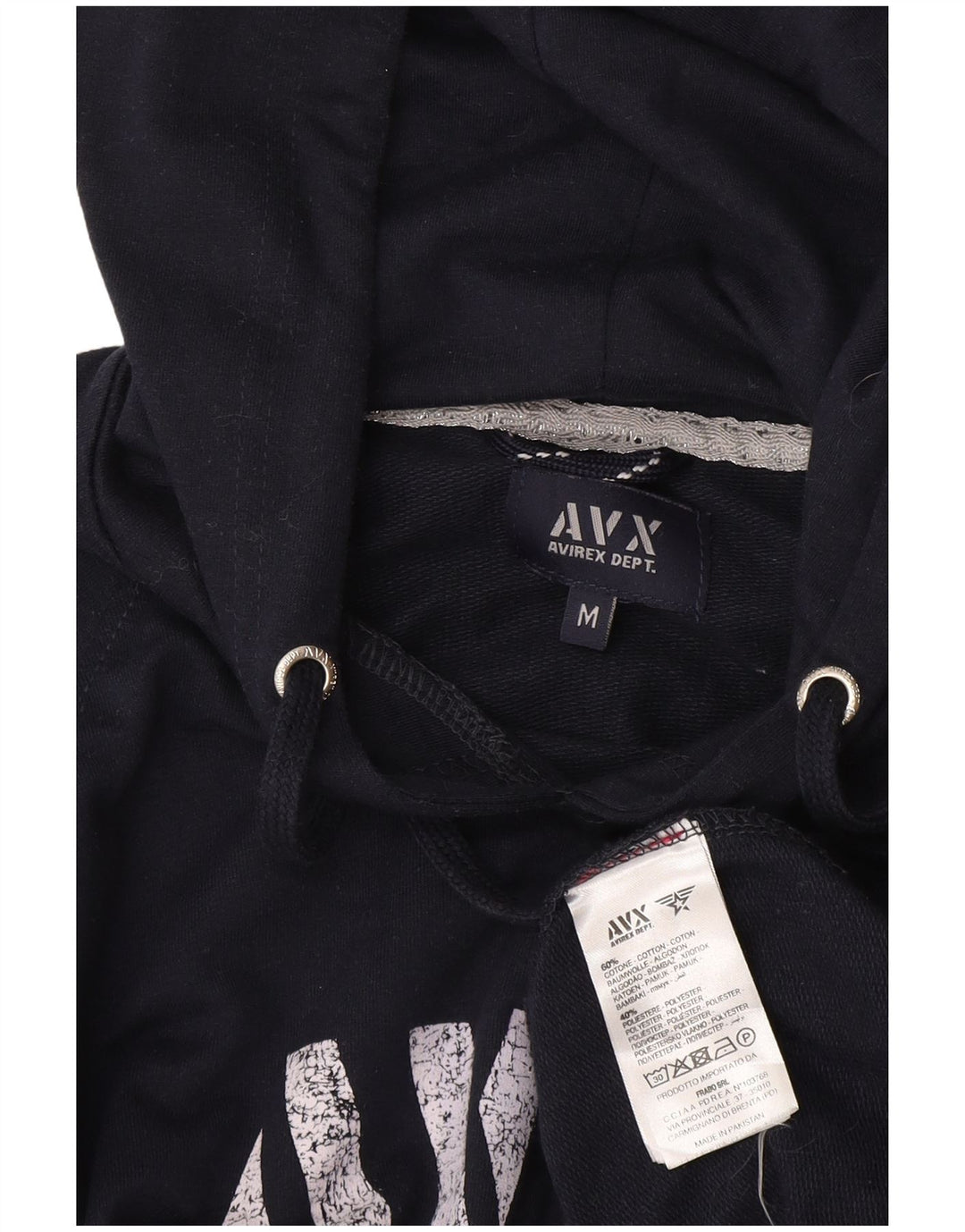 Avirex Womens Graphic Hoodie Jumper UK 14 Medium Navy Blue Cotton