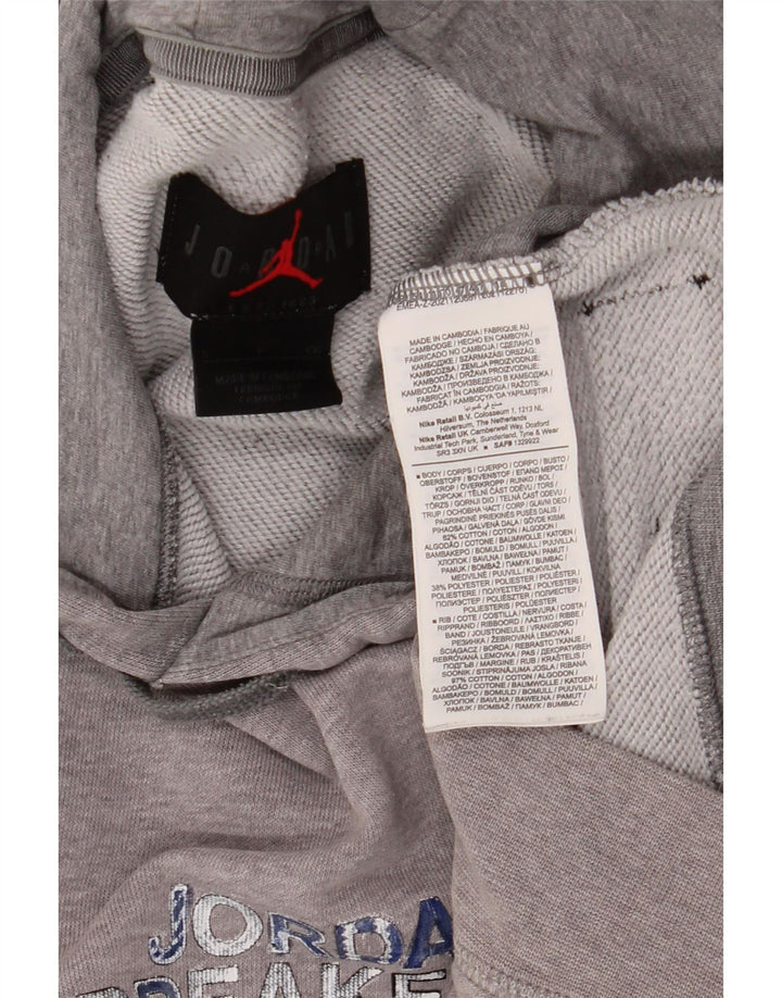 Jordan Mens Graphic Hoodie Jumper Small Grey Cotton