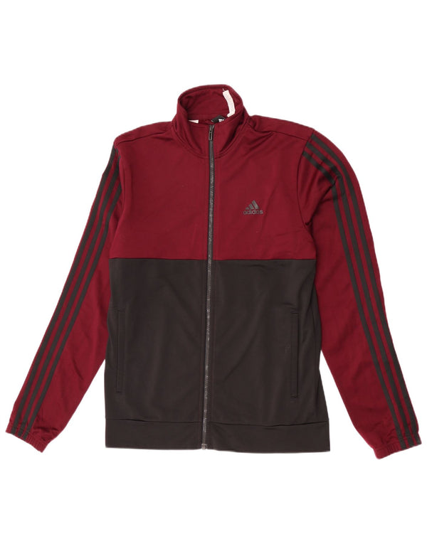 Adidas Mens Tracksuit Top Jacket UK 36/38 Small Burgundy Colourblock