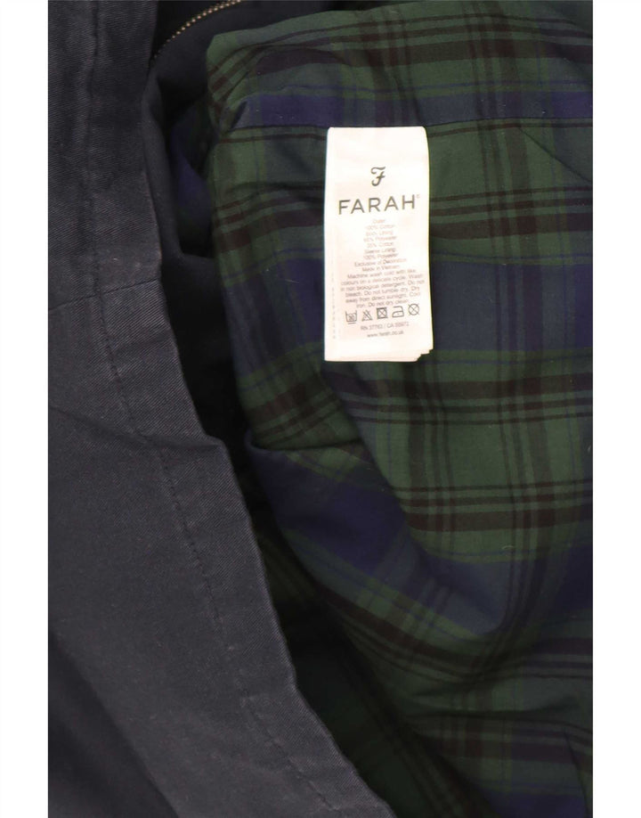 Farah Mens Bomber Jacket UK 40 Large Navy Blue Cotton