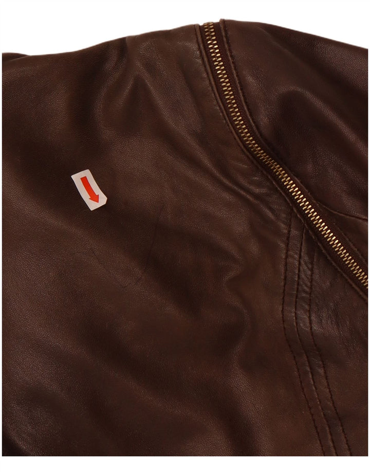Ted Baker Womens Leather Jacket Size 2 Small Brown Leather