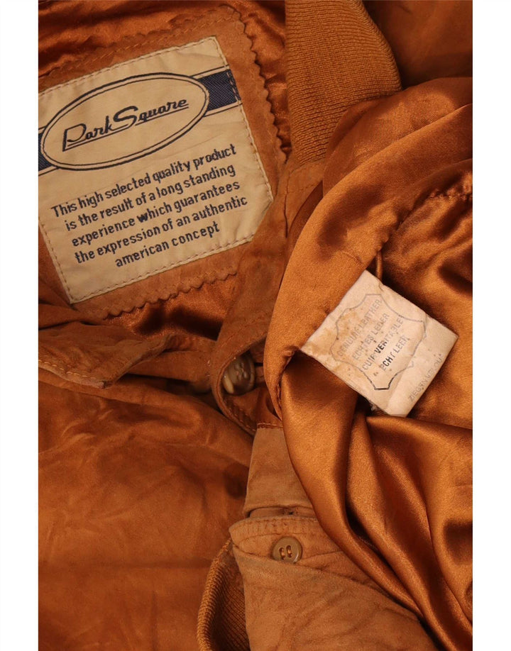 Vintage Mens Suede Bomber Jacket UK 42 XL Brown Leather