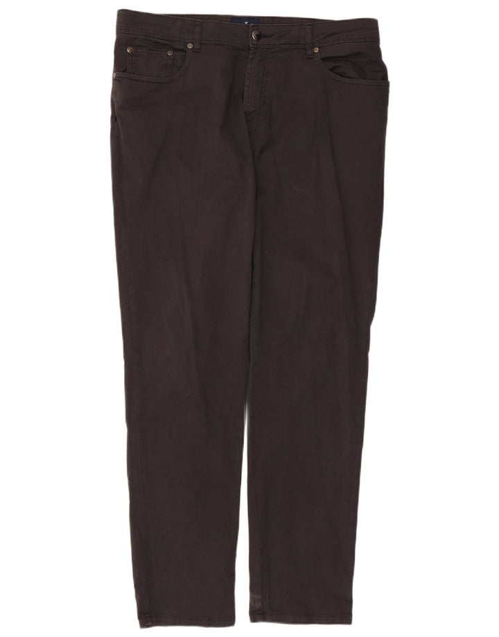 Hackett Mens Slim Casual Trousers W36 L31 Brown Cotton