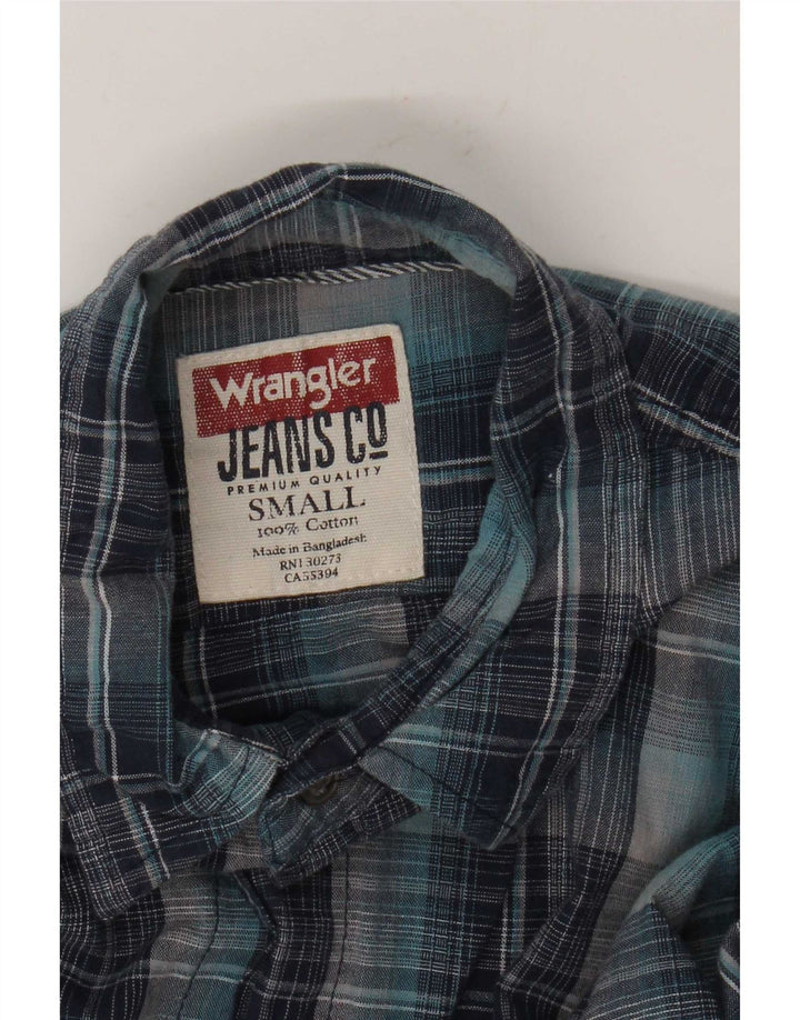 Wrangler Mens Flannel Shirt Small Blue Check Cotton