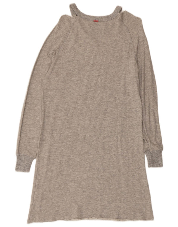 Replay Womens Long Sleeve Sweatshirt Jumper Dress UK 10 Small Grey Cotton
