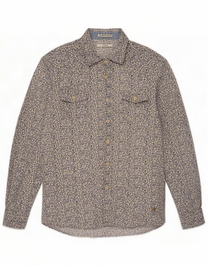 Gaudi Mens Shirt Medium Blue Floral Cotton