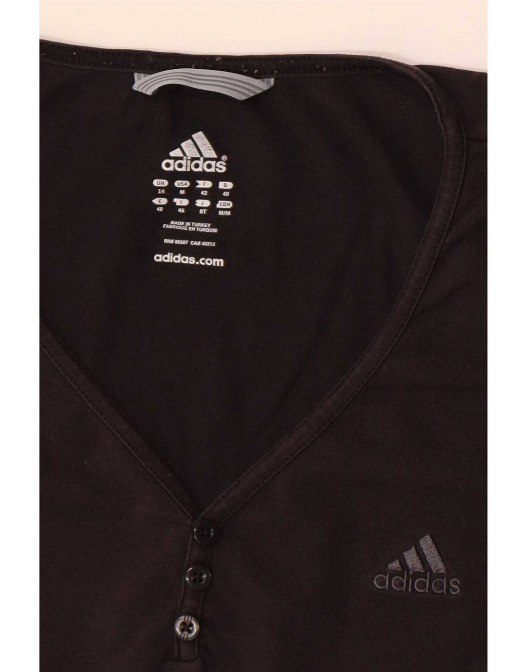 Adidas Womens T-Shirt Top UK 14 Medium Black