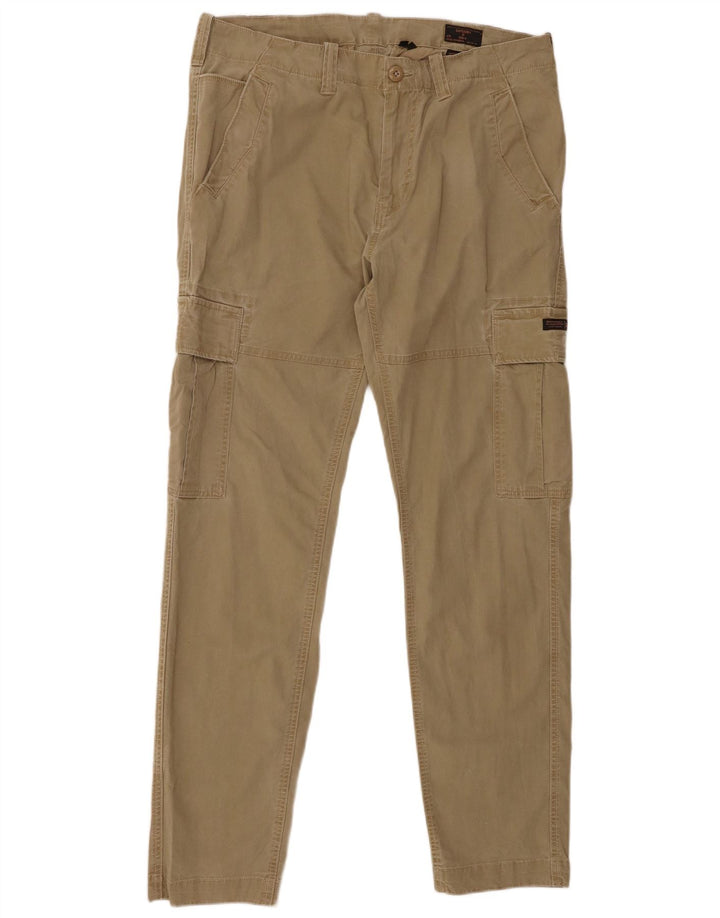 Superdry Mens Slim Cargo Trousers W34 L34 Khaki Cotton