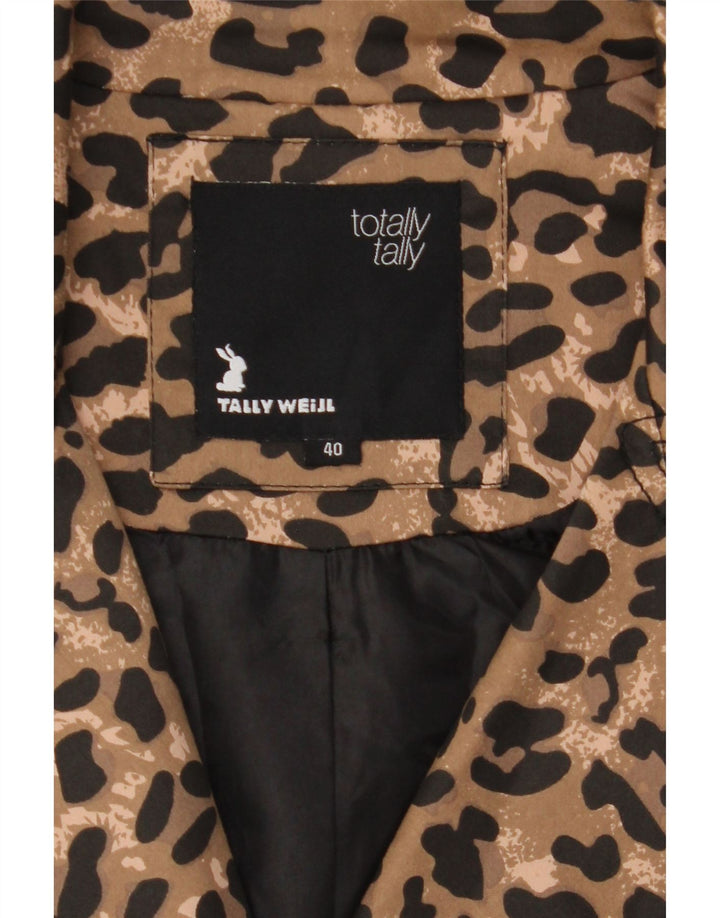 TALLY WEIJL Womens Overcoat IT 40 Small Brown Animal Print Vintage Tally Weijl and Second-Hand Tally Weijl from Messina Hembry 