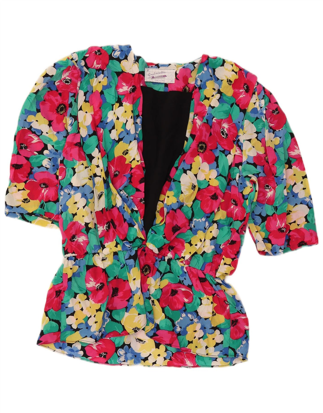 Vintage Womens 3/4 Sleeve Blouse Top IT 46 Large Multicoloured Floral