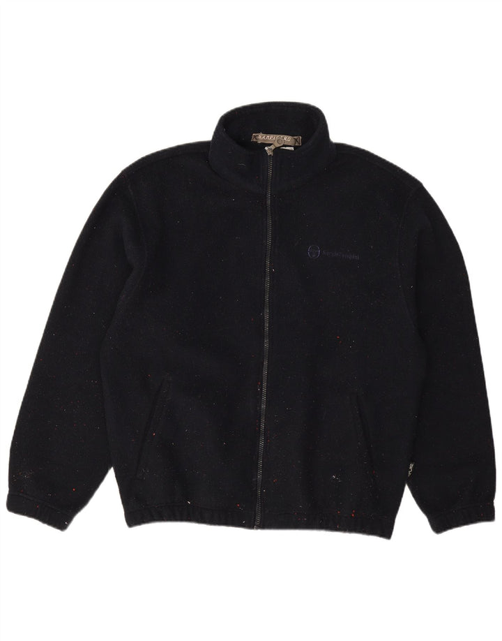 SERGIO TACCHINI Mens Fleece Jacket UK 36 Small Navy Blue Flecked Polyester