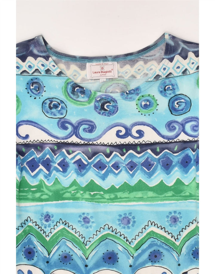 LAURA BIAGIOTTI Girls Abstract Pattern Sheath Dress 11-12 Years Blue | Vintage Laura Biagiotti | Thrift | Second-Hand Laura Biagiotti | Used Clothing | Messina Hembry 