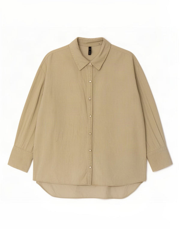 Zara Womens Trafaluc Oversized Corduroy Shirt UK 14 Medium Beige Cotton