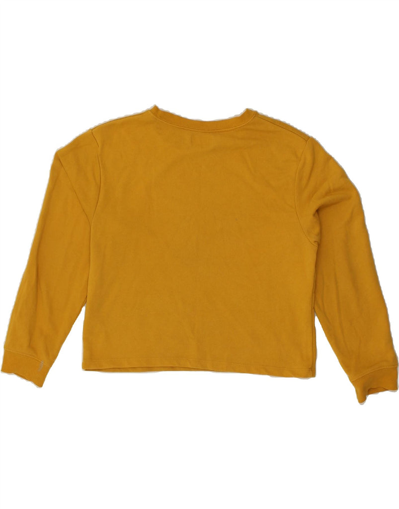 PULL & BEAR Womens Crop Graphic Sweatshirt Jumper UK 12 Medium Yellow Vintage Pull & Bear and Second-Hand Pull & Bear from Messina Hembry 