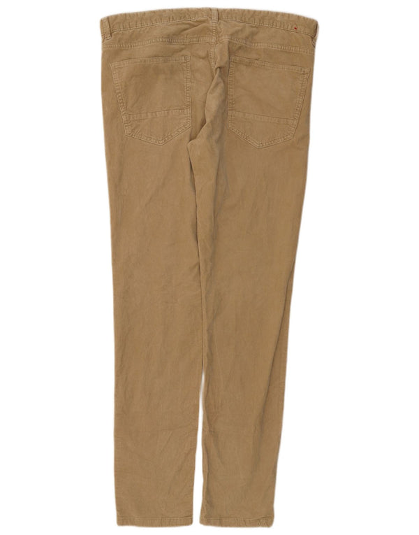 Benetton Mens Slim Corduroy Trousers IT 54 2XL W38 L33 Beige Cotton