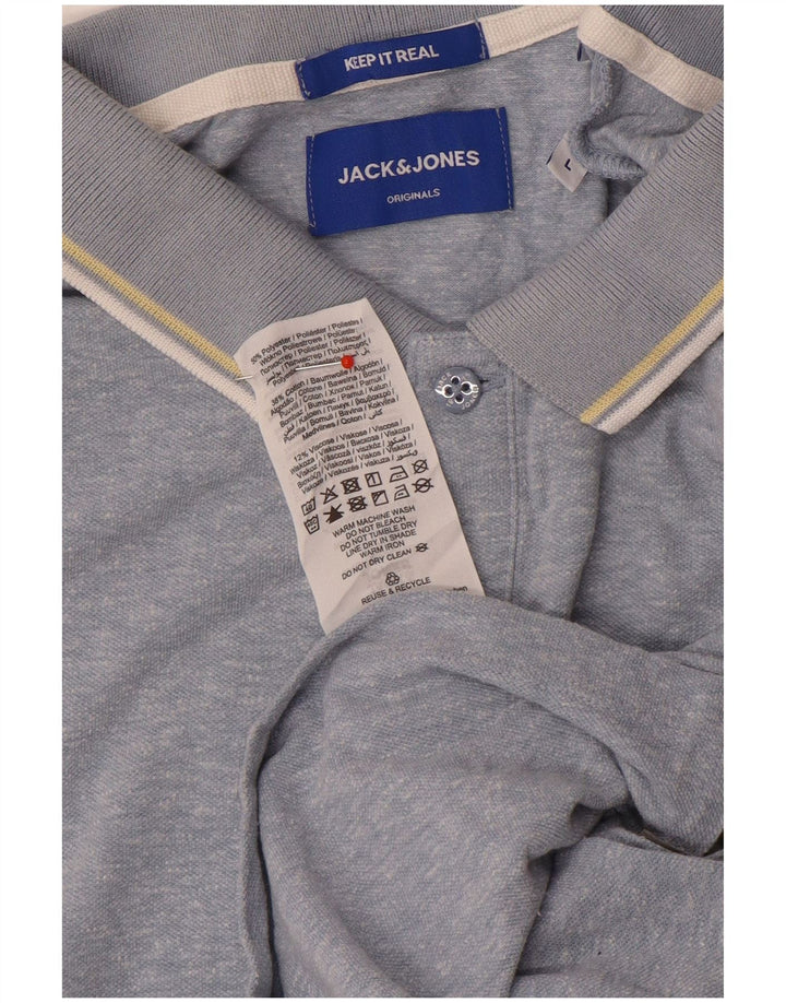 Jack & Jones Mens Polo Shirt Large Blue Polyester