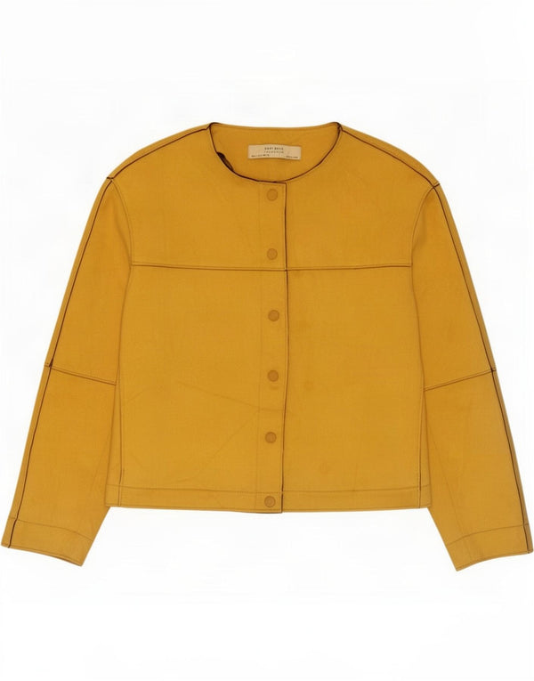 Zara Womens Crop Bomber Jacket UK 16 Large Yellow Polyester
