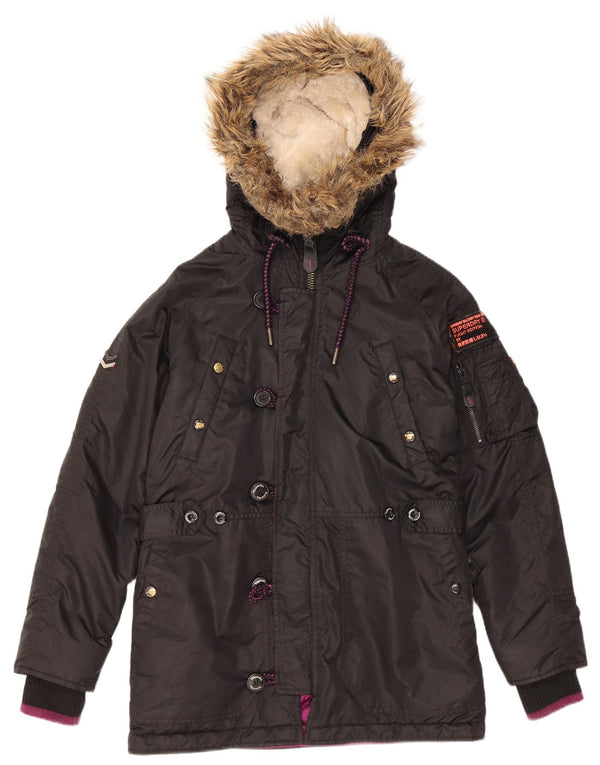 Superdry Mens Hooded Padded Jacket UK 38 Medium Black Nylon