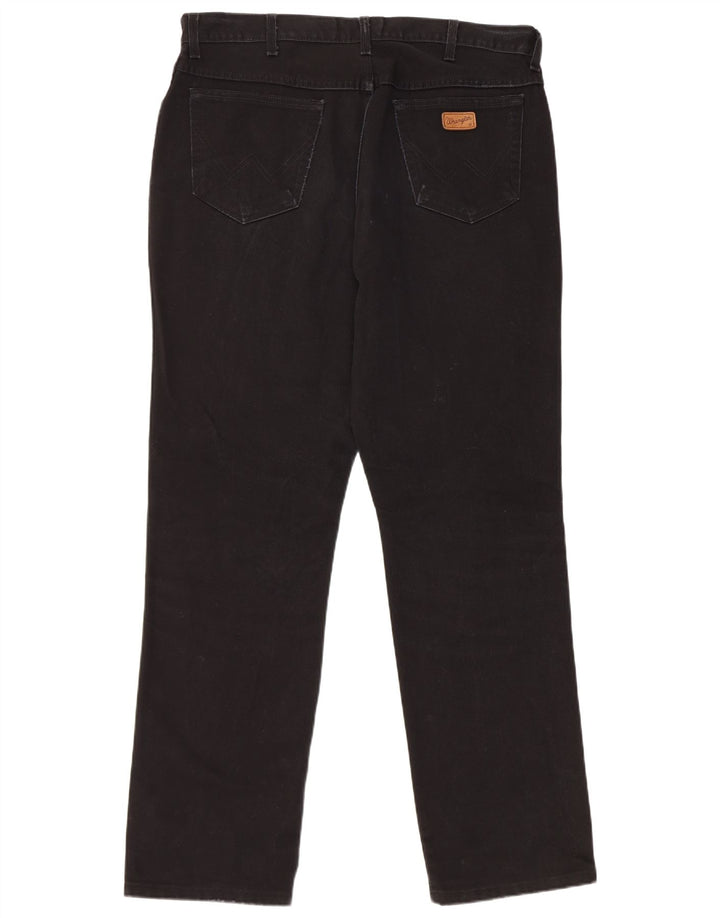 Wrangler Mens Texas Straight Jeans W38 L34 Black Cotton