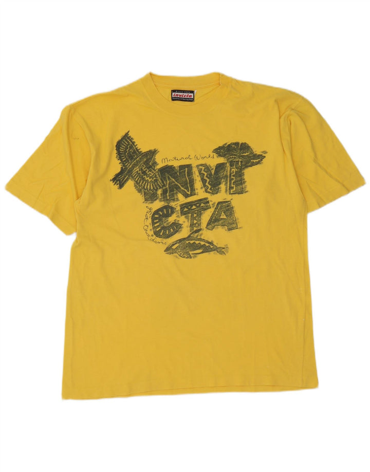 Invicta Mens Graphic T-Shirt Top Small Yellow Cotton
