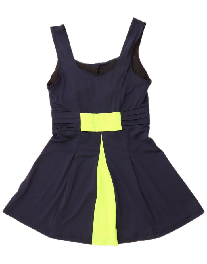 NIKE Womens Dri Fit Swimwear UK 12 Medium Navy Blue Colourblock Polyester