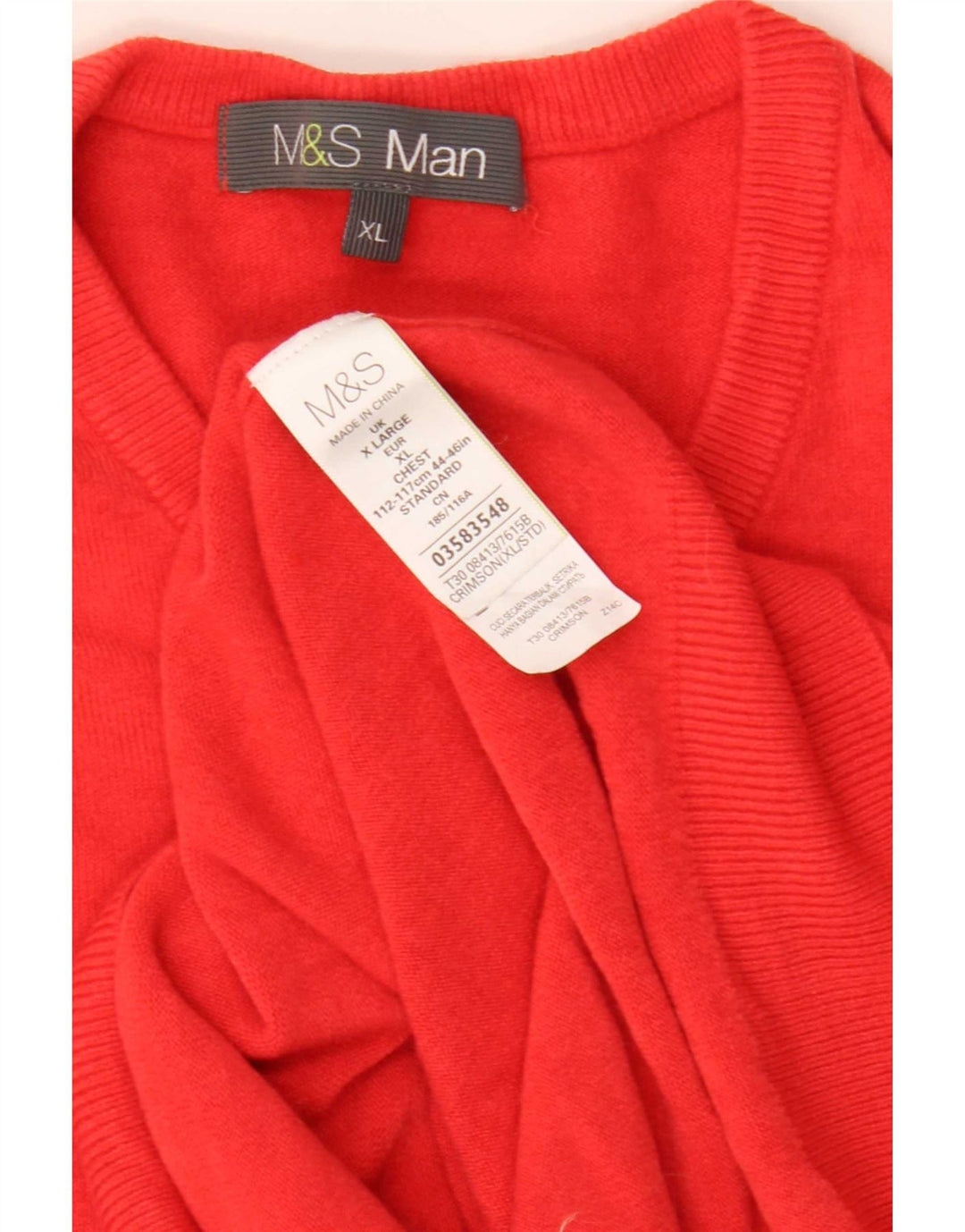 Marks & Spencer Mens V-Neck Jumper Sweater XL Red Acrylic