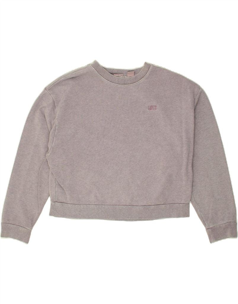 LEVI'S Womens Crop Sweatshirt Jumper UK 10 Small Grey Cotton Vintage Levi's and Second-Hand Levi's from Messina Hembry 