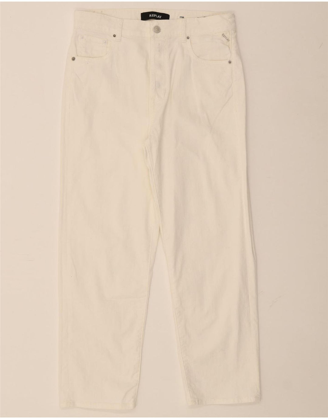 REPLAY Mens Mom Straight Jeans W31 L26 White Cotton