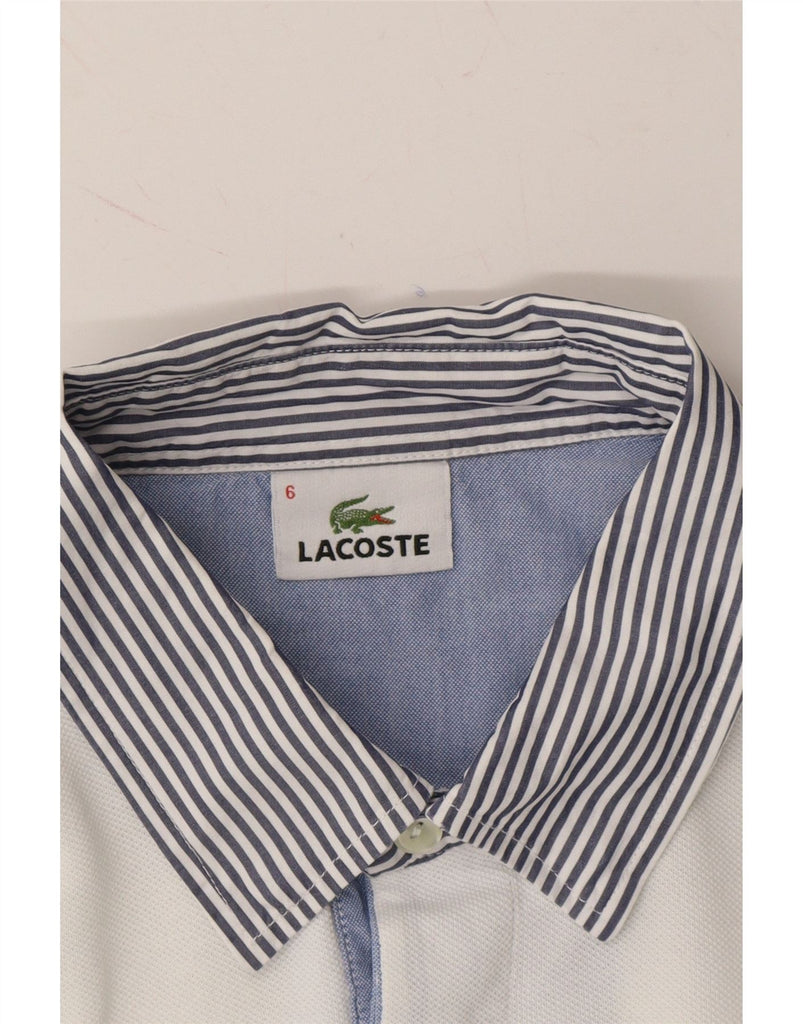 LACOSTE Mens Polo Shirt Size 6 XL White Striped Cotton Vintage Lacoste and Second-Hand Lacoste from Messina Hembry 