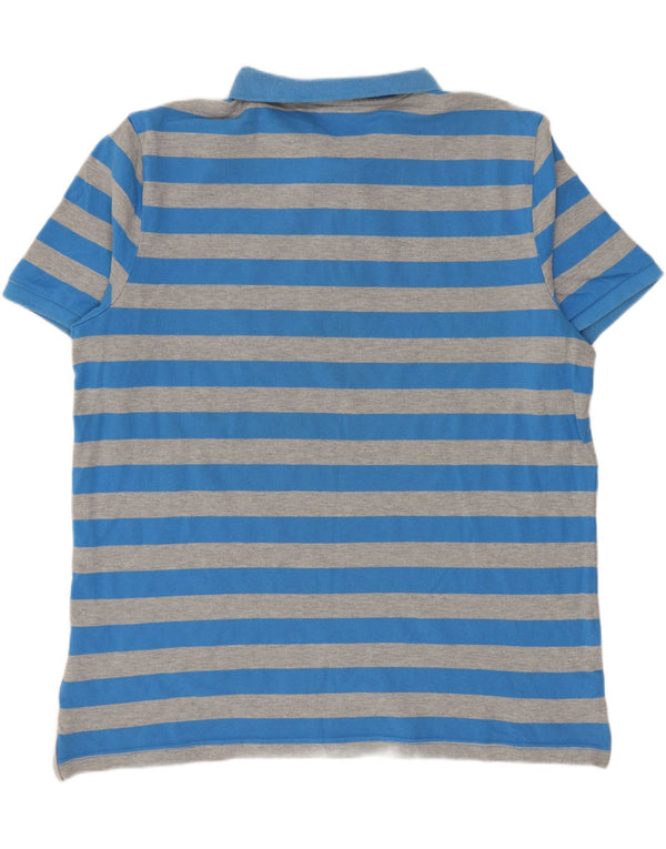 Nike Mens Polo Shirt XL Blue Striped Cotton