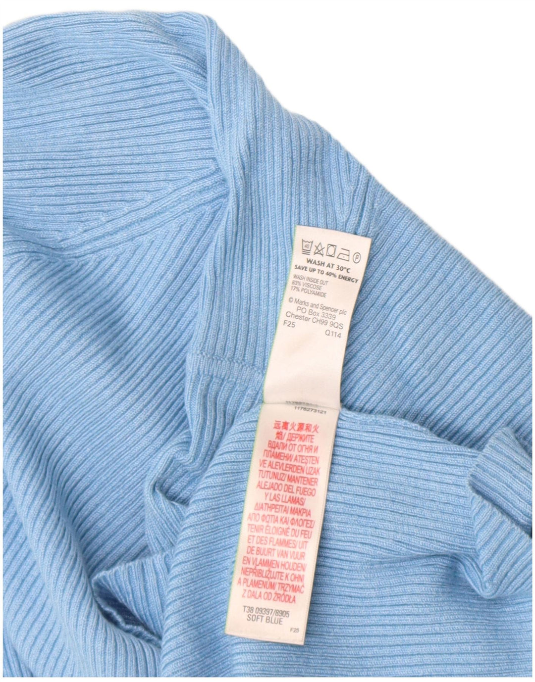 Marks & Spencer Womens Top Long Sleeve UK 18 XL  Blue Viscose