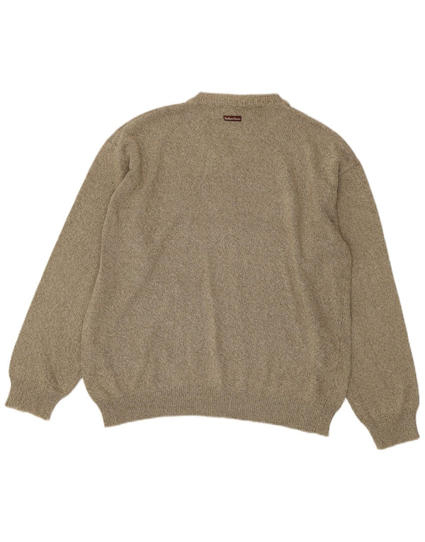 Marlboro Classics Mens V-Neck Jumper Sweater XL Brown Cotton