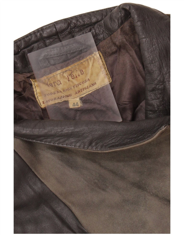 Lavorazione Artigiana Womens Jacket IT 44 Medium Grey Colourblock Leather