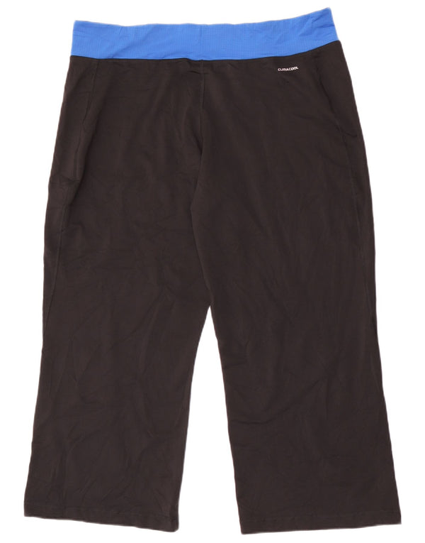 Adidas Womens Crop Tracksuit Trousers UK 22 3XL Black Colourblock Polyester