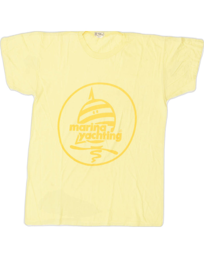 MARINA YACHTING Womens Graphic T-Shirt Top UK 16 Large Yellow Cotton | Vintage Marina Yachting | Thrift | Second-Hand Marina Yachting | Used Clothing | Messina Hembry 