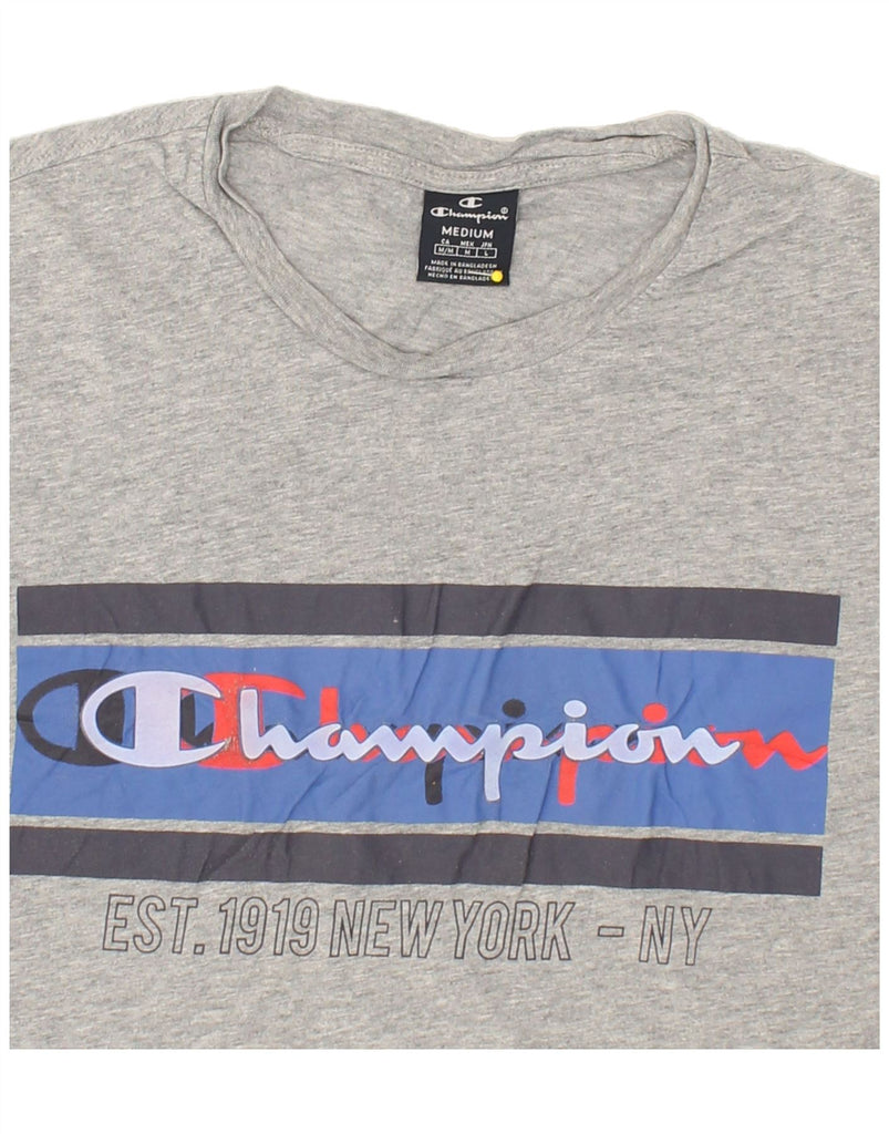 CHAMPION Mens Graphic T-Shirt Top Medium Grey Cotton | Vintage Champion | Thrift | Second-Hand Champion | Used Clothing | Messina Hembry 