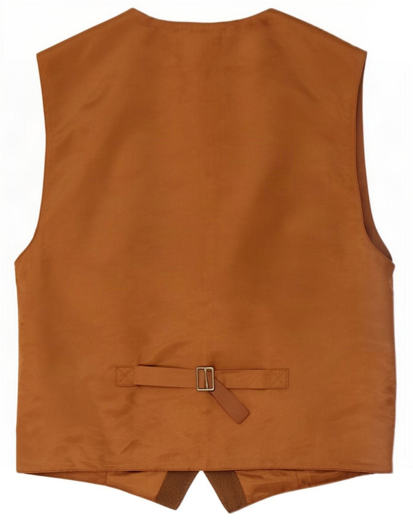 Vintage Mens Suede Waistcoat IT 48 Medium Brown Leather