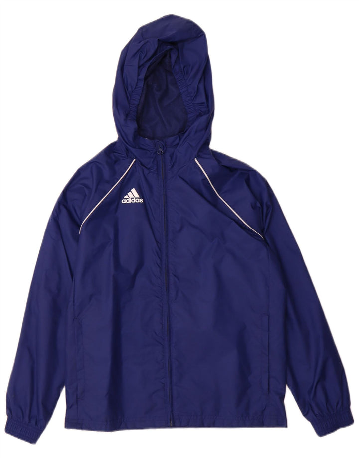 Adidas Boys Zip Hooded Rain Jacket 9-10 Years Navy Blue
