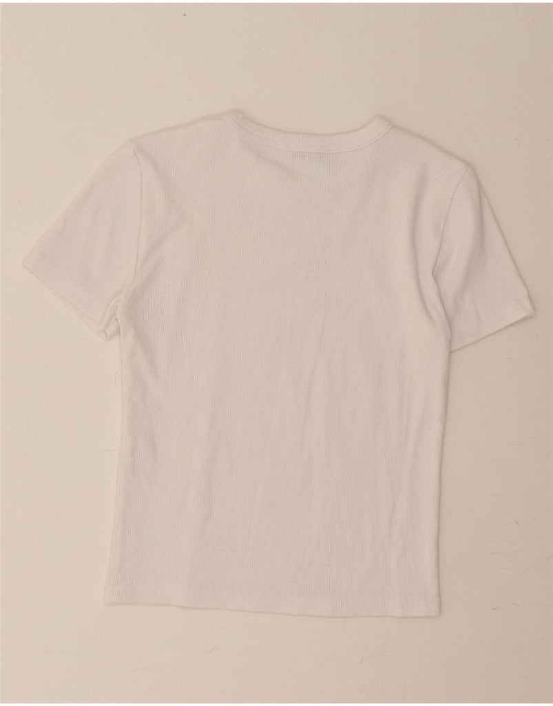ZARA Womens Crop T-Shirt Top UK 14 Large White Cotton Vintage Zara and Second-Hand Zara from Messina Hembry 
