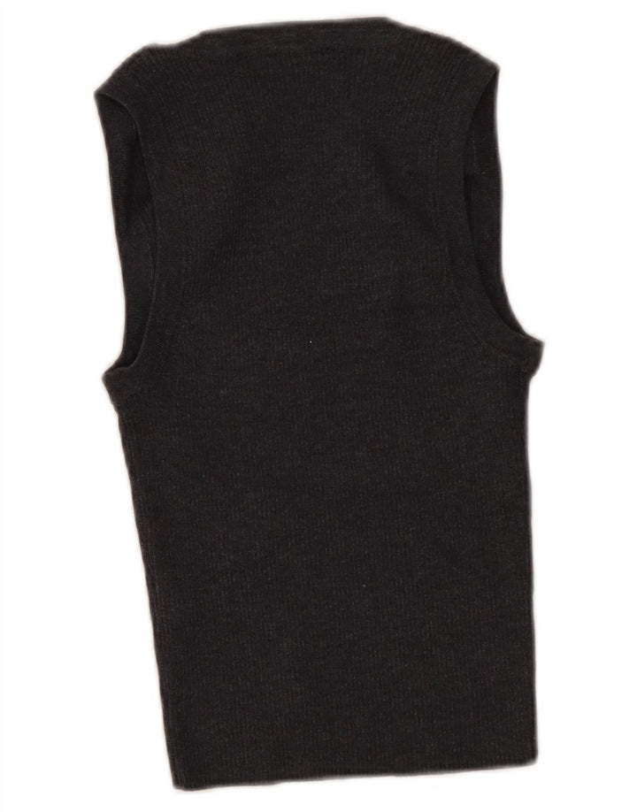 Zara Womens Crop Top UK 8 Small Grey Cotton