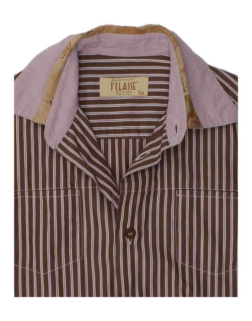 ALVIERO MARTINI Boys Shirt 4-5 Years Brown Striped Cotton | Vintage ALVIERO MARTINI | Thrift | Second-Hand ALVIERO MARTINI | Used Clothing | Messina Hembry 