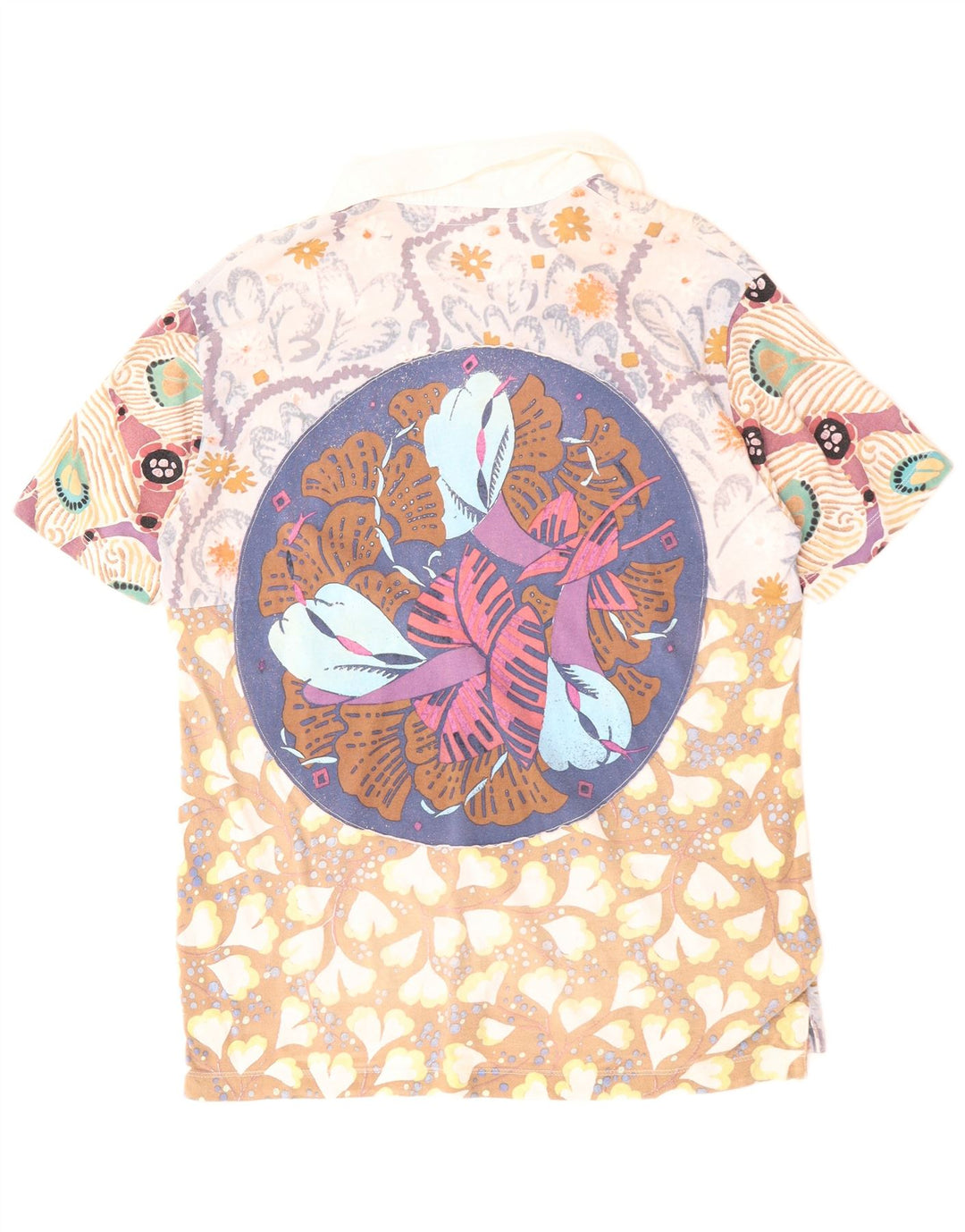 REPLAY Mens Polo Shirt Medium Multicoloured Floral Cotton