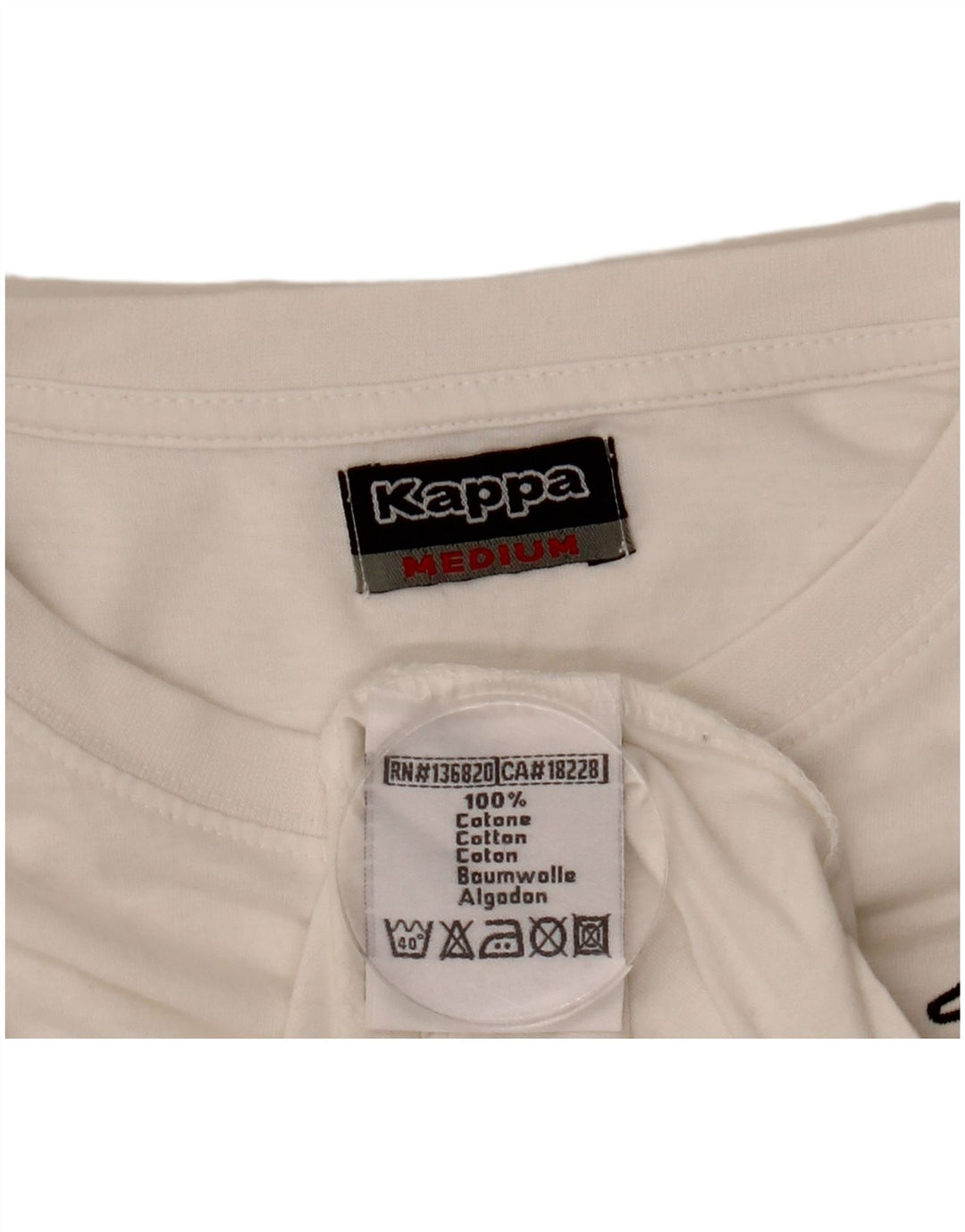 Kappa Mens T-Shirt Top Medium White Cotton