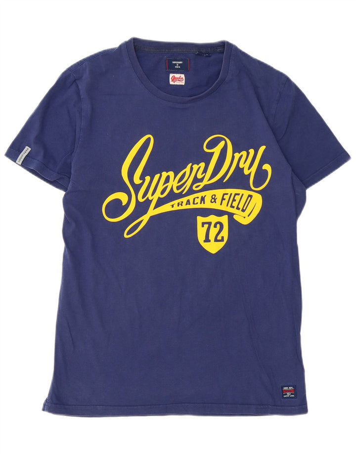Superdry Mens Graphic T-Shirt Top Large Navy Blue Cotton