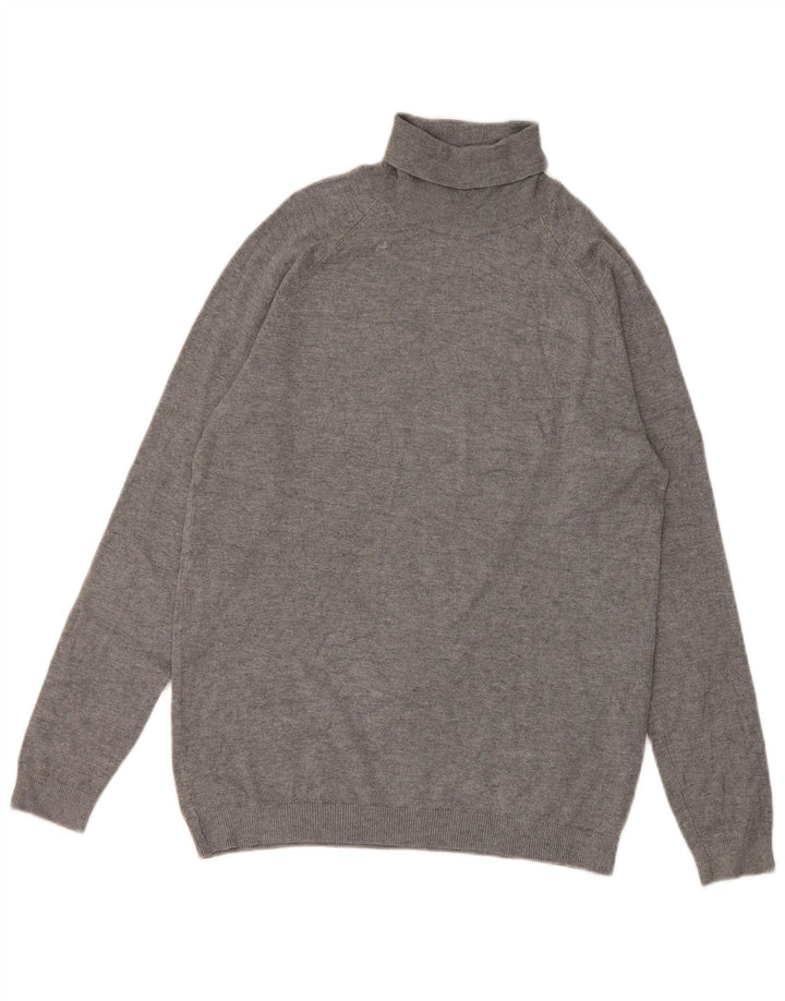 Zara Mens Roll Neck Jumper Sweater Medium Grey Viscose