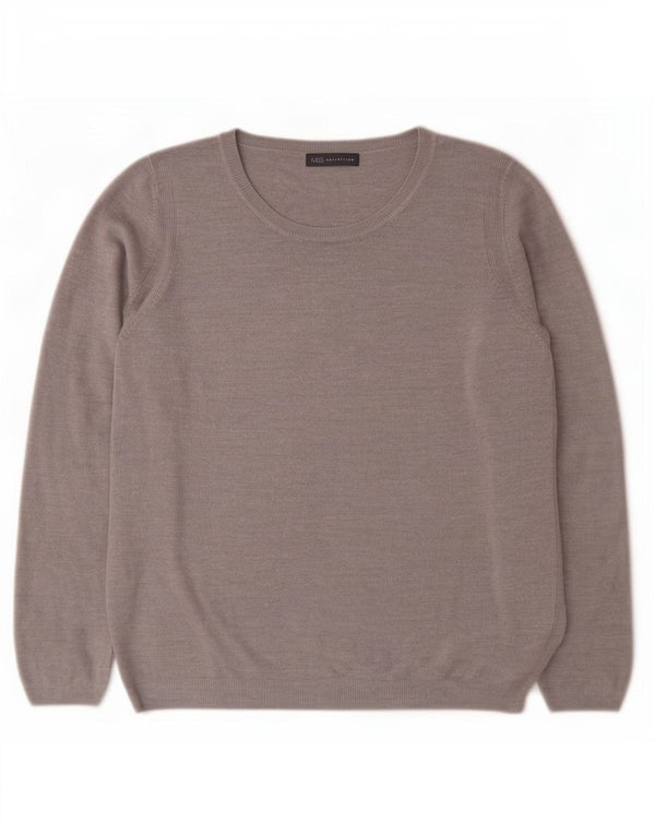 Marks & Spencer Womens Boat Neck Jumper Sweater UK 18 XL Grey Acrylic