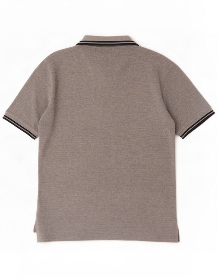 Asics Mens Polo Shirt Medium Grey Striped Cotton